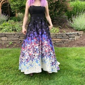 strapless open back dress Shiny Tulle V Neck Fluffy Purple Lace Long Prom Dresses, Purple Lace Formal  Dresses, Purple Evening Dresses SP3395 main image 0